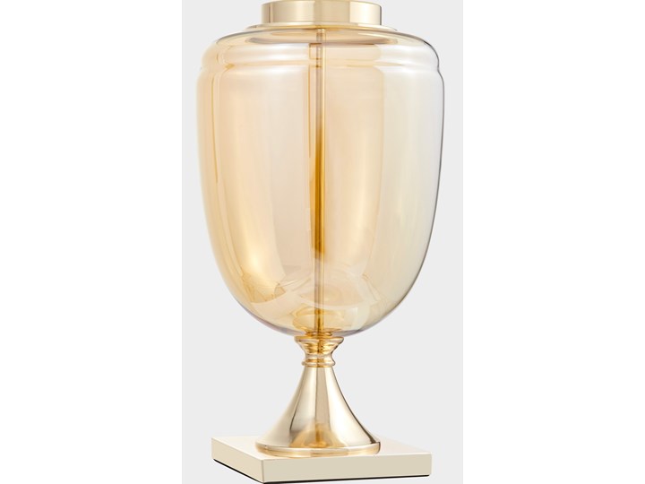 LAMPA NOCNA CZARNO-ZŁOTA OLIMPIA Lampa z kloszem Metal Lampa z abażurem Szkło Tkanina Wysokość 80 cm Styl Glamour