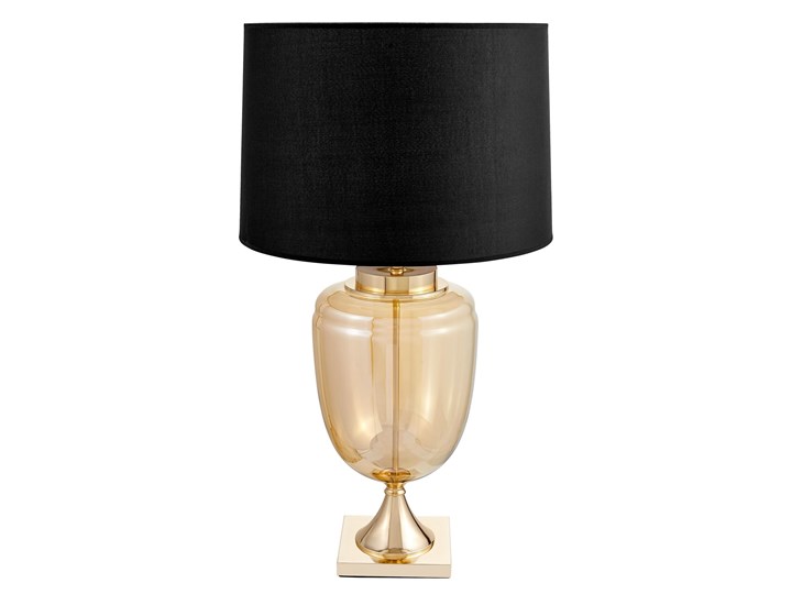 LAMPA NOCNA CZARNO-ZŁOTA OLIMPIA Lampa z kloszem Lampa z abażurem Styl Nowoczesny Wysokość 80 cm Metal Szkło Tkanina Funkcje Brak dodatkowych funkcji