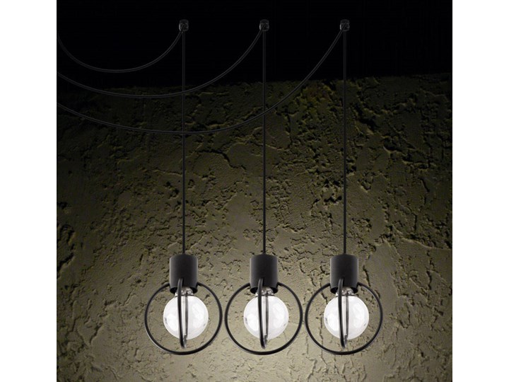Druciana LAMPA wisząca AURA KOŁO 31085 Sigma industrialna OPRAWA zwis PAJĄK metalowy drut loft czarny Lampa pająk Lampa druciana Styl Industrialny Kategoria Lampy wiszące