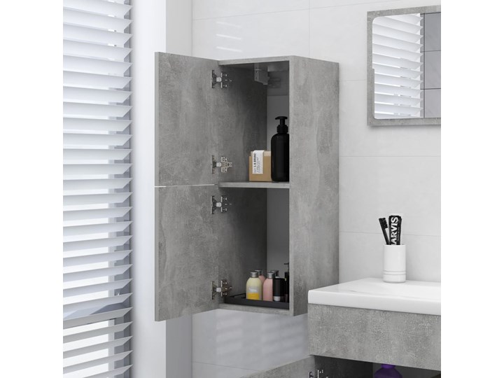 vidaXL Szafka łazienkowa, szarość betonu, 30x30x80 cm, płyta wiórowa Płyta MDF Szerokość 30 cm Kategoria Szafki stojące Płyta stolarska Szafki Głębokość 30 cm Kolor Szary
