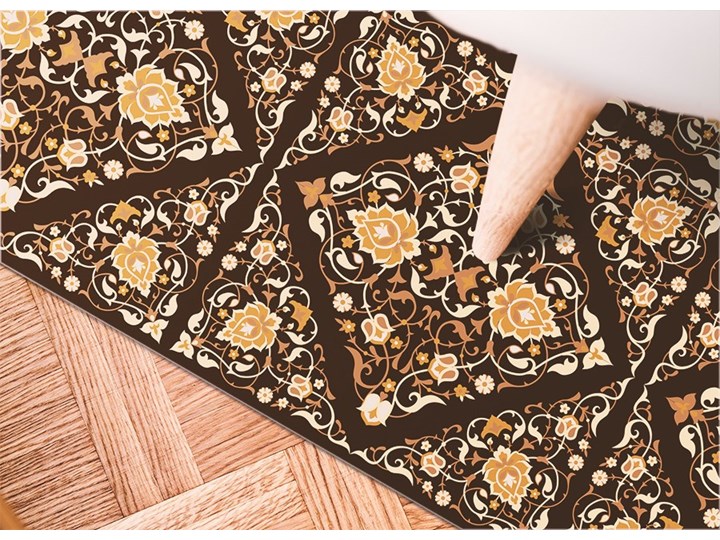 Wewnętrzny dywan winylowy Styl wschodni 60x90 cm Poliester Syntetyk Prostokątny 80x120 cm Kategoria Dywany Dywany Kolor Brązowy
