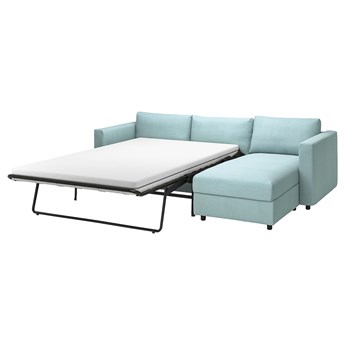 IKEA VIMLE Sofa 3-osobowa z szezlongiem, Saxemara jasnoniebieski, Wysokość łóżka: 53 cm