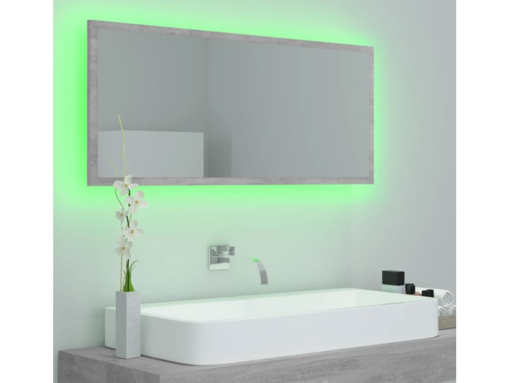 vidaXL Lustro łazienkowe z LED, szarość betonu, 100x8,5x37 cm, płyta Prostokątne Ścienne Pomieszczenie Łazienka