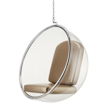 Fotel Monopoli bańka wiszący srebrny Inspirowany bubble chair huśtawka