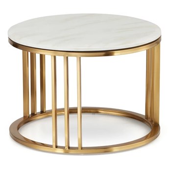 Goldwell mały okrągły stolik kawowy marmur styl glamour Biały Złoty