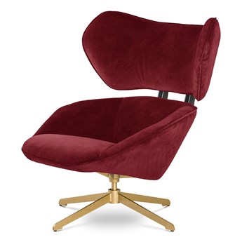 Fotel Bonucci velvet nowoczesny designerski obrotowy do salonu Czerwony (5187-37) Złoty