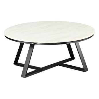 Vinclar duży okrągły stolik kawowy marmur styl glamour Biały Czarny