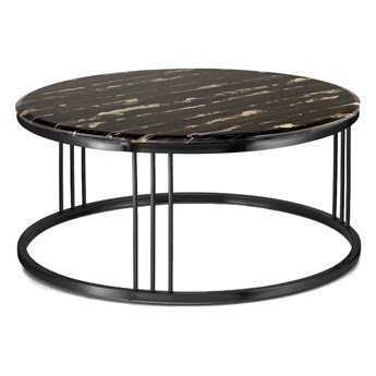 Vivien duży okrągły stolik kawowy marmur styl glamour Czarny Czarny