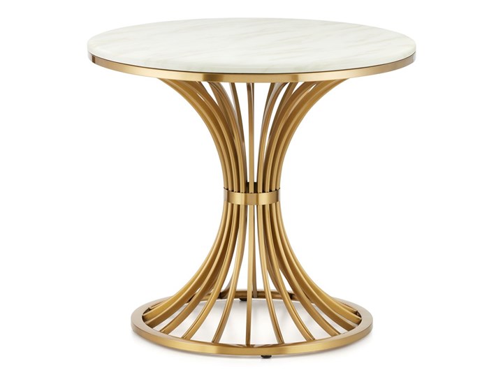 Okrągły stolik kawowy złoty glamour marmur Dritto Biały Metal Wysokość 73 cm Średnica 80 cm Kształt blatu Okrągłe