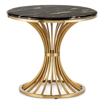 Okrągły stolik kawowy złoty glamour marmur Dritto Czarny