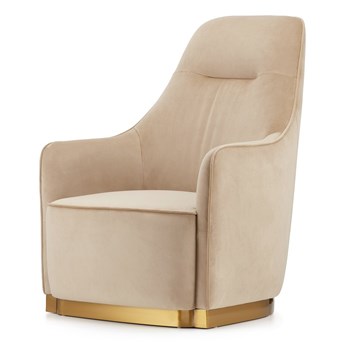 Fotel Bino velvet do salonu styl glamour złote dodatki do salonu Beżowy (SWAN-01)