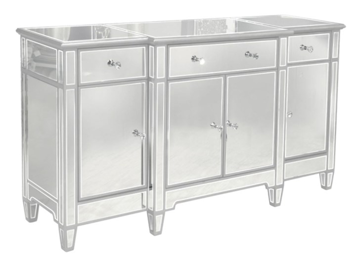 Komoda nowoczesna lustrzana srebrne dekory Garda 50/88/160 cm Wysokość 88 cm Styl Glamour Lustro Drewno Płyta MDF Głębokość 50 cm Pomieszczenie Sypialnia