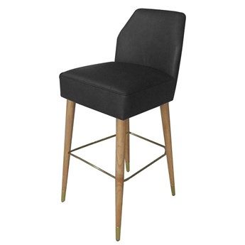 Krzesło barowe nowoczesne tapicerowane czarny welur Asprey 43/53/101 cm