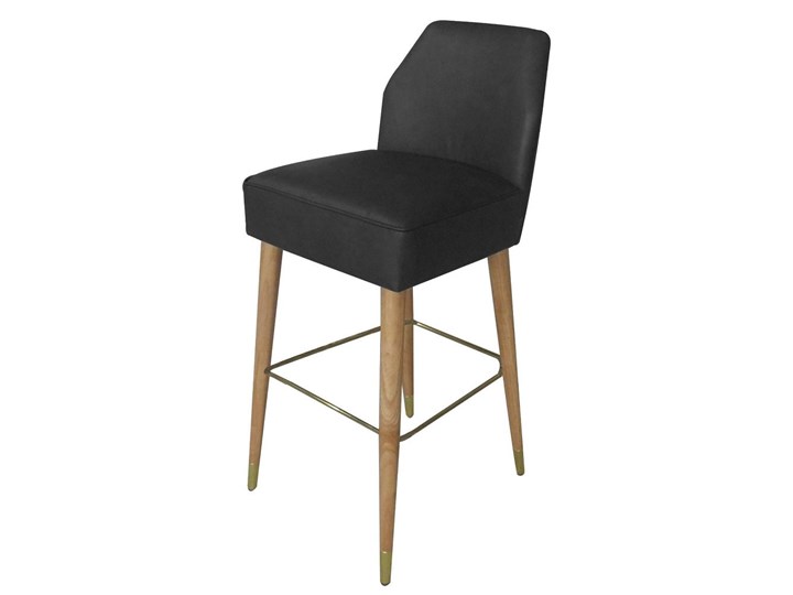 Krzesło barowe nowoczesne tapicerowane czarny welur Asprey 43/53/101 cm