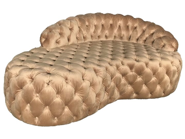 Szezlong sofa nowoczesna pikowana złoty welur Busiamante 65/94/162 cm