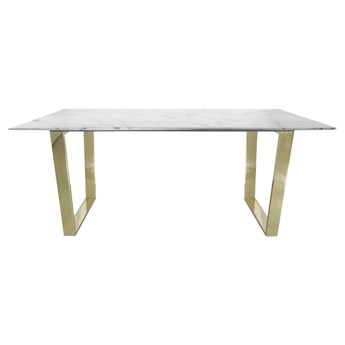 Stół nowoczesny marmurowy do jadalni nogi metalowe Madera złoty/biały 75/90/180 cm