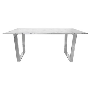 Stół nowoczesny marmurowy do jadalni nogi metalowe Madera srebrny/biały 75/80/160 cm