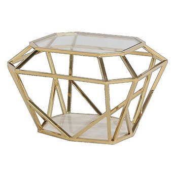 Stolik kawowy nowoczesny geometryczny metalowy złoty Rizer 45/55/65 cm