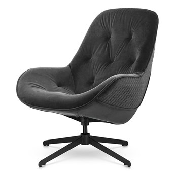 Fotel Colteno velvet obrotowy pikowany nowoczesny designerski do salonu PROMOCJA Ciemnoszary (SWAN-13)