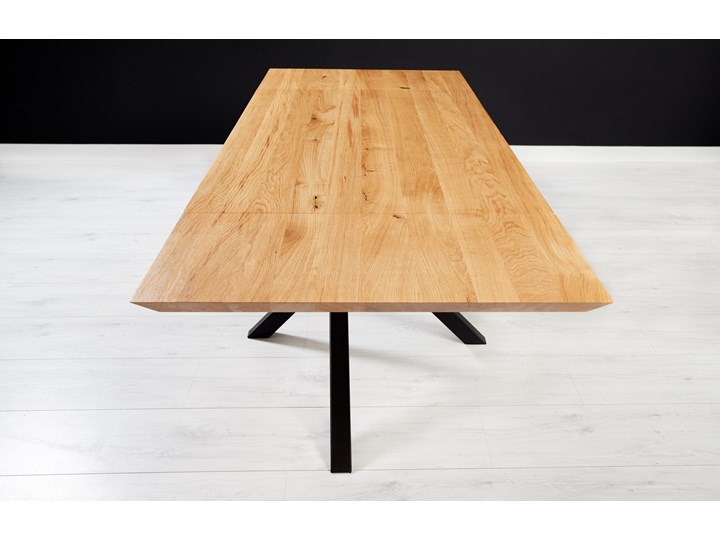 Stół rozkładany Slant z litego drewna Dąb 160x80 cm Jedna dostawka 50 cm Olejowosk Rozkładanie Rozkładane Wysokość 75 cm Drewno Kolor Beżowy