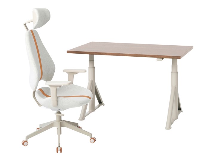 IKEA IDÅSEN / GRUPPSPEL Biurko i krzesło, brązowy/beżowy, 120x70 cm Kategoria Zestawy mebli do sypialni