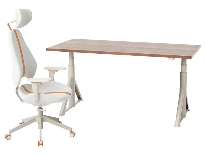IKEA IDÅSEN / GRUPPSPEL Biurko i krzesło, brązowy/beżowy, 160x80 cm