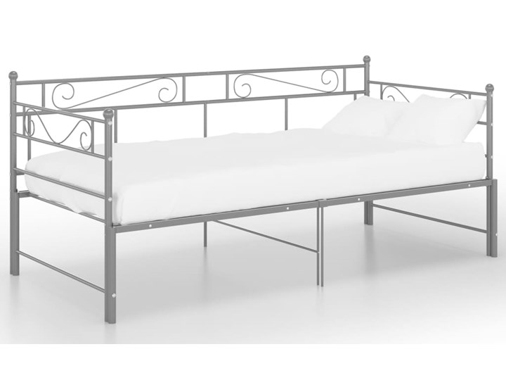 vidaXL Sofa z wysuwaną ramą łóżka, szara, metalowa, 90x200 cm Głębokość 90 cm Funkcje Z funkcją spania Szerokość 90 cm Styl Nowoczesny