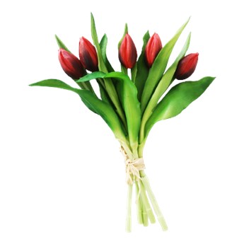 TULIPANY CZERWONE bukiet 5 sztuk gumowanych tulipanów, wys. 30 cm