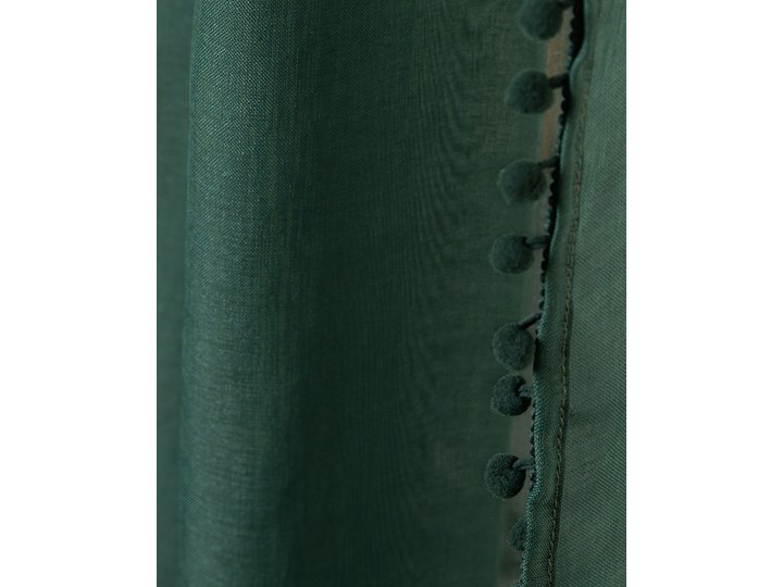 Zasłona ADI zielona z pomponikami 140x250 cm - Homla Poliester Pomieszczenie Salon Zasłona prześwitująca Kolor Zielony