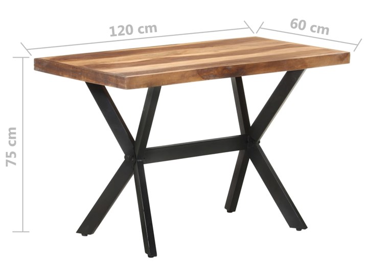 vidaXL Stół jadalniany, 120x60x75, lite drewno stylizowane na sheesham
