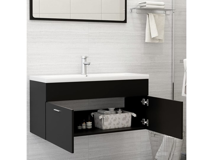vidaXL Szafka pod umywalkę, czarna, 100x38,5x46 cm, płyta wiórowa Płyta MDF Płyta stolarska Kolor Czarny