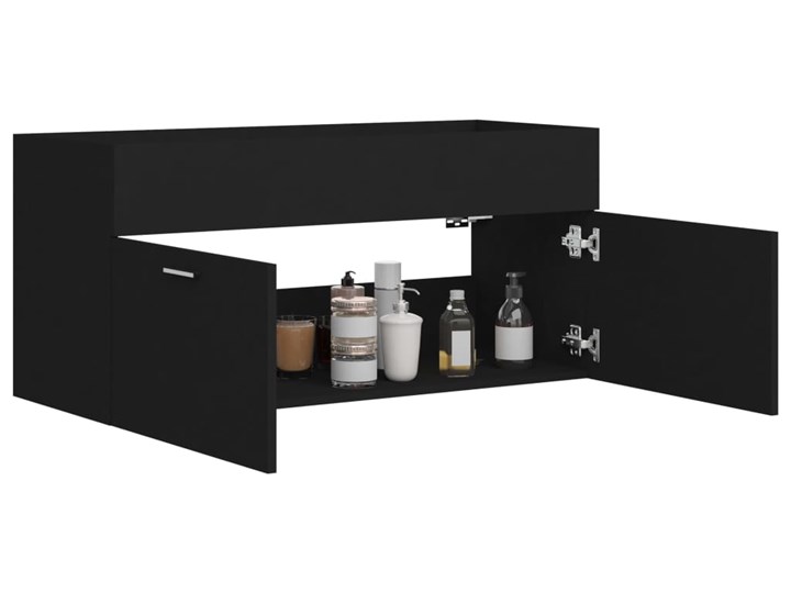 vidaXL Szafka pod umywalkę, czarna, 100x38,5x46 cm, płyta wiórowa Płyta stolarska Płyta MDF Rodzaj frontu Drzwiczki