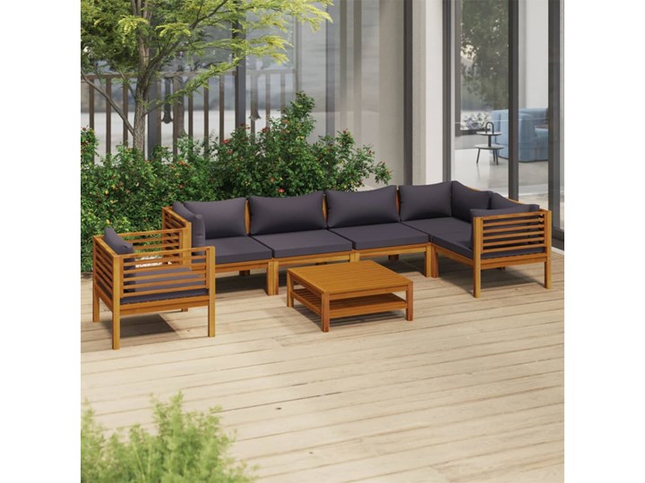 vidaXL 7-cz. zestaw wypoczynkowy do ogrodu, z poduszkami, akacjowy Drewno Tworzywo sztuczne Zestawy kawowe Zestawy wypoczynkowe Zestawy modułowe Zawartość zestawu Sofa