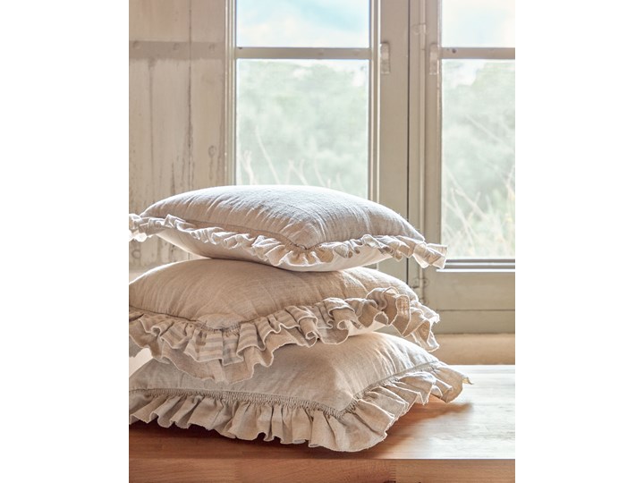 Poszewka na poduszkę - deva - naturalny - tkanina - vintage Kwadratowe Len Bawełna Poszewka dekoracyjna 45x45 cm Kolor Beżowy Kategoria Poduszki i poszewki dekoracyjne