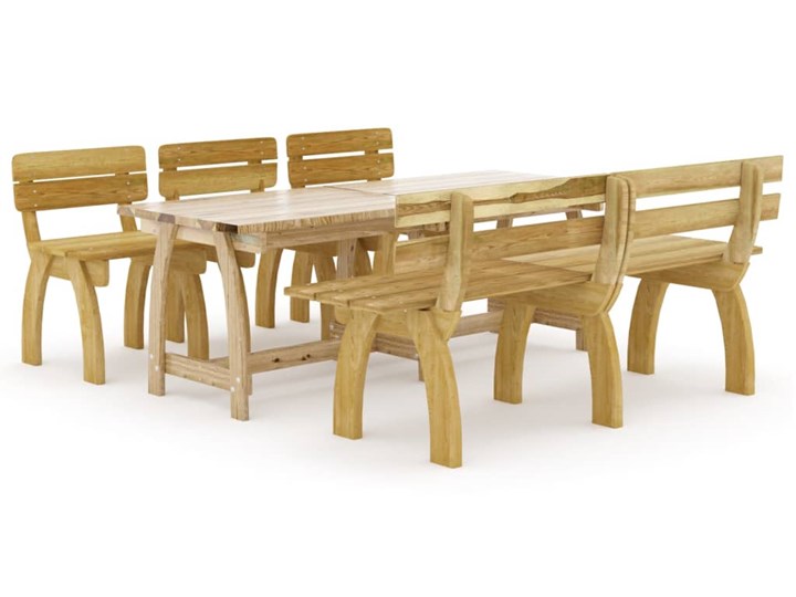 vidaXL 5-cz. zestaw mebli ogrodowych, impregnowane drewno sosnowe Zestawy obiadowe Styl Nowoczesny Stoły z krzesłami Liczba miejsc Sześcioosobowy
