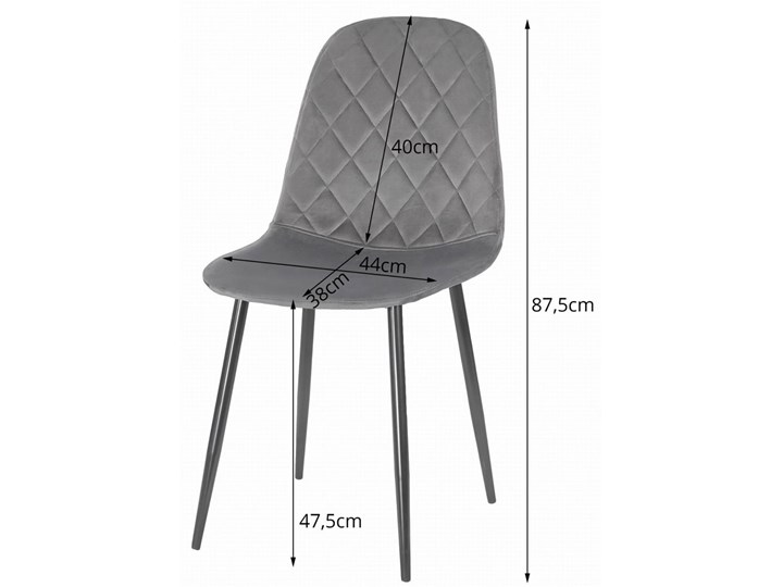 Komplet ciemnoszarych krzeseł aksamitnych 4 szt. - Paleo Wysokość 87 cm Szerokość 44,5 cm Głębokość 50,5 cm Pomieszczenie Salon Tworzywo sztuczne Welur Metal Tkanina Wysokość 87,5 cm Głębokość 51 cm Szerokość 45 cm Drewno Styl Industrialny