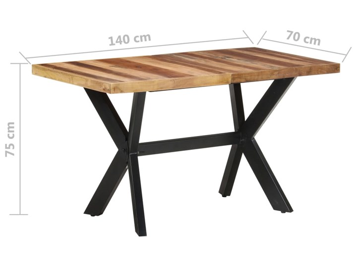 vidaXL Stół jadalniany, 140x70x75 cm, drewno stylizowane na sheesham Stal Kształt blatu Prostokątny Kategoria Stoły kuchenne