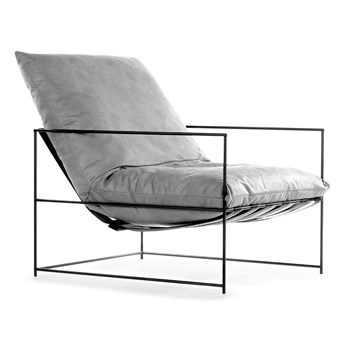 Minimalistyczny fotel tapicerowany ELVIS w stylu loftowym metalowy