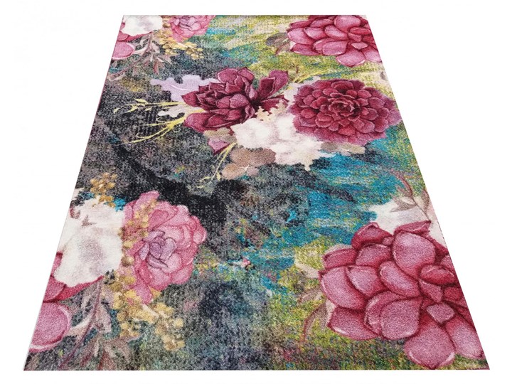 Kolorowy prostokątny dywan w kwiaty - Mildon Kolor Wielokolorowy Syntetyk 80x150 cm Dywany Pomieszczenie Salon