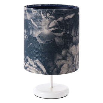 Biało-granatowa lampka nocna w kwiaty - S395-Damis