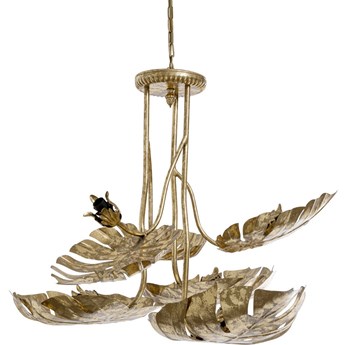 Lampa wisząca z kloszem w kształcie liści 85x50 cm złota
