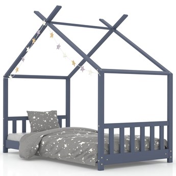 vidaXL Rama łóżka dziecięcego, szara, lite drewno sosnowe, 70 x 140 cm