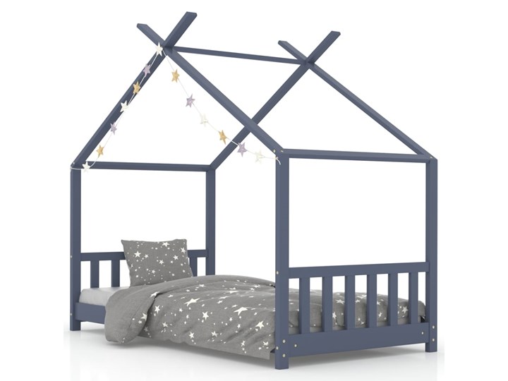 vidaXL Rama łóżka dziecięcego, szara, lite drewno sosnowe, 70 x 140 cm Domki Płyta MDF Rozmiar materaca 70x140 cm