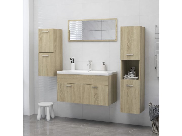 vidaXL Szafka łazienkowa, dąb sonoma, 30x30x80 cm, płyta wiórowa Głębokość 30 cm Płyta stolarska Szerokość 30 cm Szafki Drewno Płyta MDF Kategoria Szafki stojące Kolor Beżowy