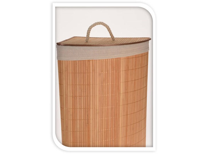 Kosz na pranie w skandynawskim stylu, bambusowy, 72 l Tworzywo sztuczne Kolor Zielony Drewno Kategoria