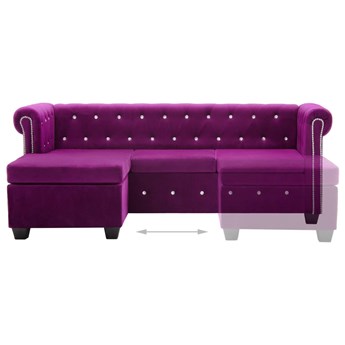 vidaXL Sofa Chesterfield z leżanką, aksamit, 199x142x72 cm, fioletowa