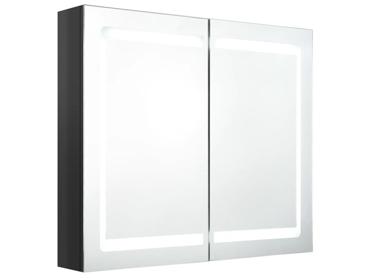 vidaXL Szafka łazienkowa z lustrem i LED, lśniąca czerń, 80x12x68 cm Szafki Płyta MDF Wiszące Szkło Kategoria Szafki stojące