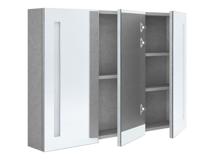 vidaXL Szafka łazienkowa z lustrem i LED, 89x14x62 cm, szarość betonu Szerokość 89 cm Szafki Płyta MDF Głębokość 14 cm Szkło Wiszące Kategoria Szafki stojące