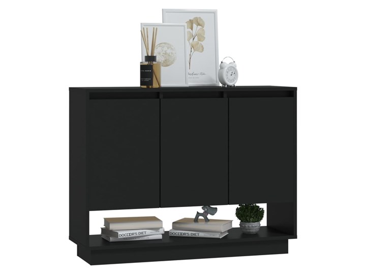 vidaXL Szafka, czarna, 97x31x75 cm, płyta wiórowa Płyta meblowa Płyta laminowana Szerokość 97 cm Na zdjęcia Płyta MDF Stojące Kolor Czarny Głębokość 31 cm Kategoria Szafki i regały