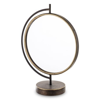 NORWICH lusterko okrągłe na stojaku w metalowej złotej ramie, wys. 43 cm